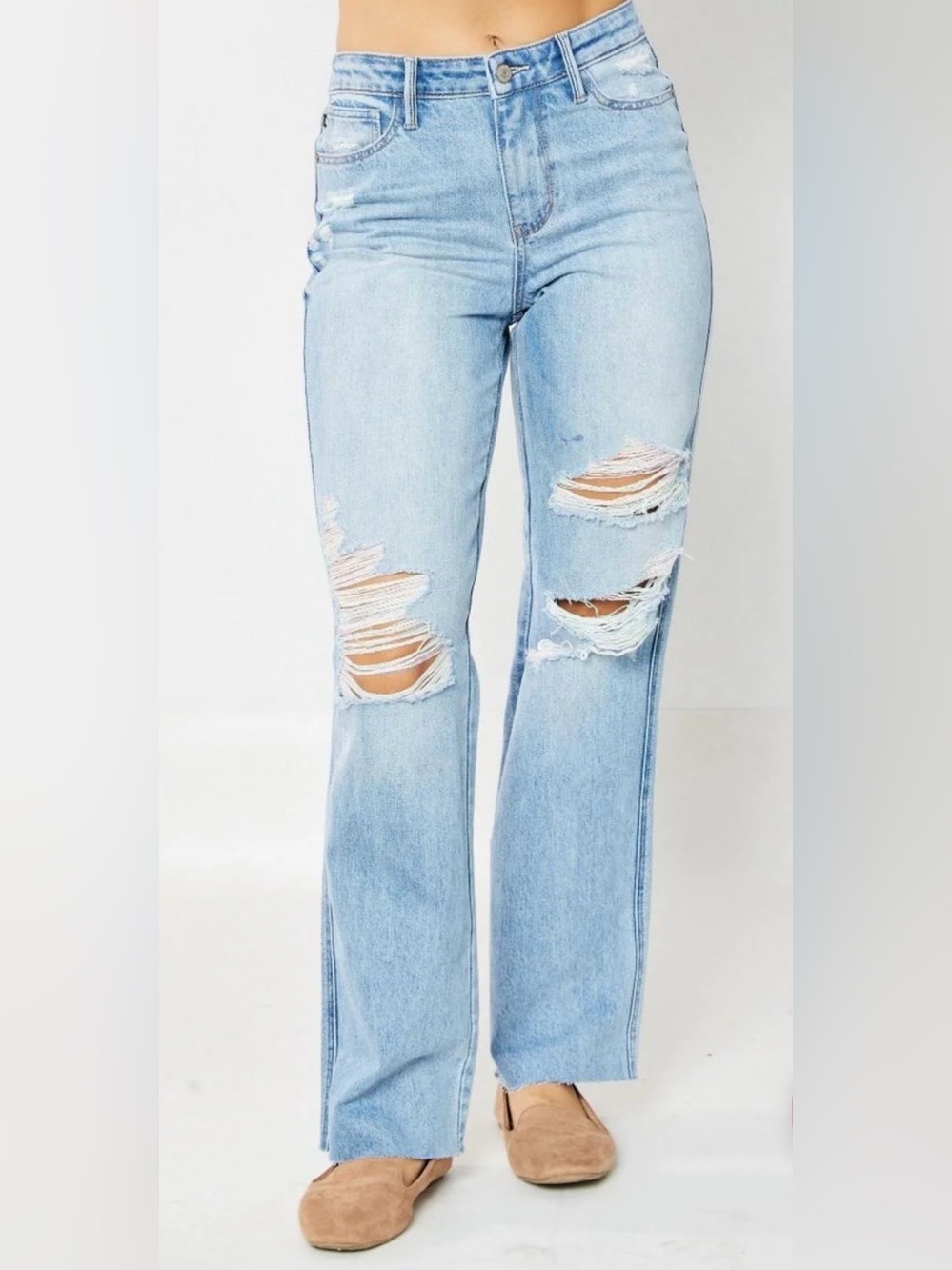 16W Judy blue high waist Rigid Magic destroy 90’s straight denim jeans NWOT